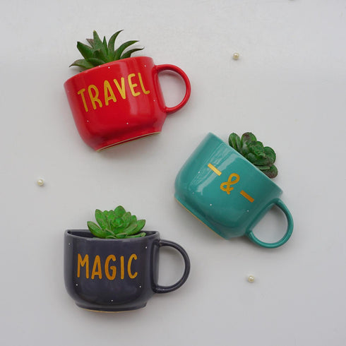 Travel & Magic | Painted Ceramic Wall Planter | Table Accessory | Personalised Gift | Home Decor