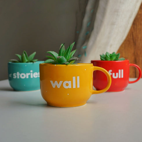 Wall Full of Stories | Painted Ceramic Wall Planter | Table Accessory | Personalised Gift | Home Decor